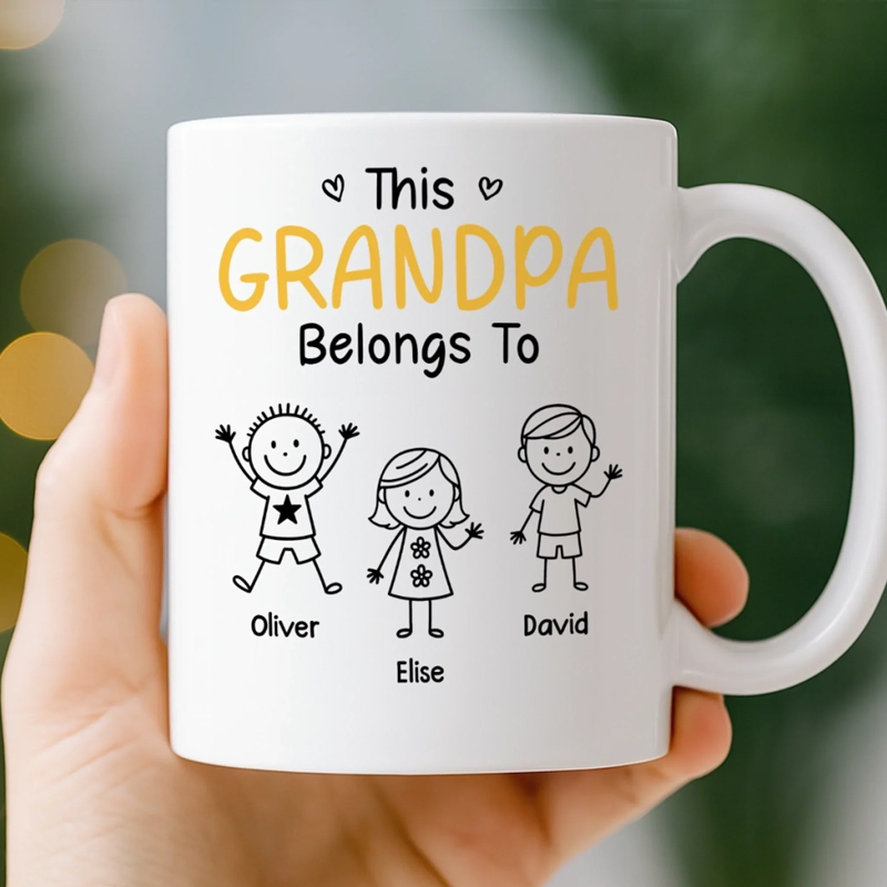 Personalized this Grandpa Belongs to Kids Mug Gifts for Dad Grandpa