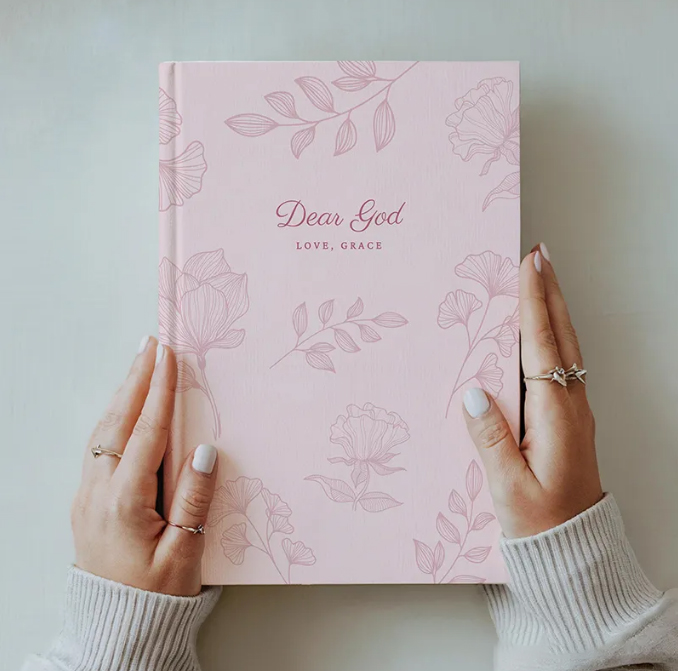 Personalized Dear God A5 Prayer Journal or Bible Study Notebook with Custom Name for Her Sermon Notes Gift for Christian Religious Gift for Women