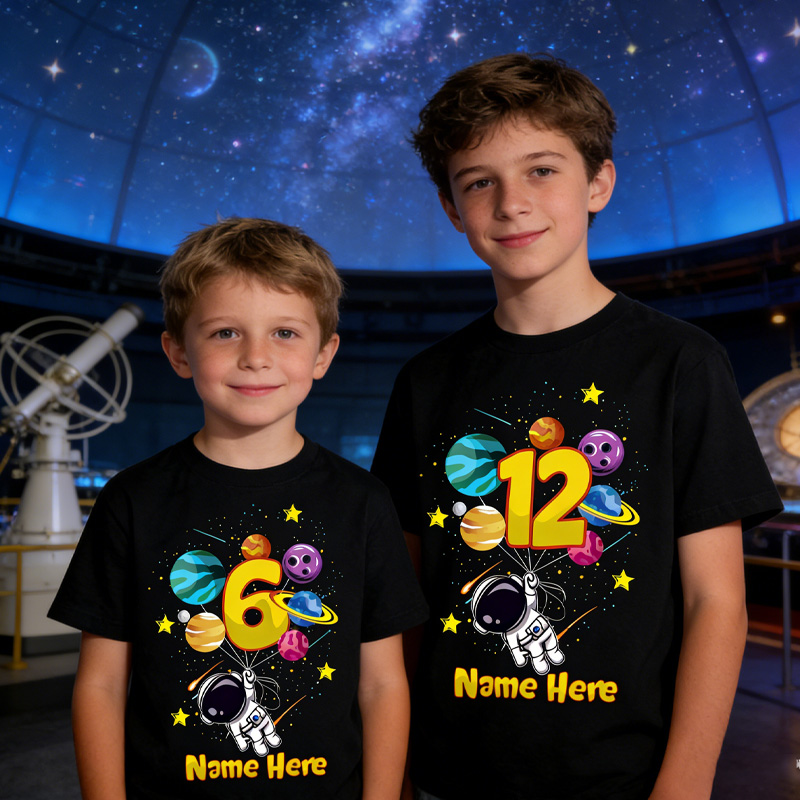 Personalized Brothers Astronaut Birthday Shirt for Kids Rocket Outfits Kids T-Shirt Boy Gifts for Geek Lover