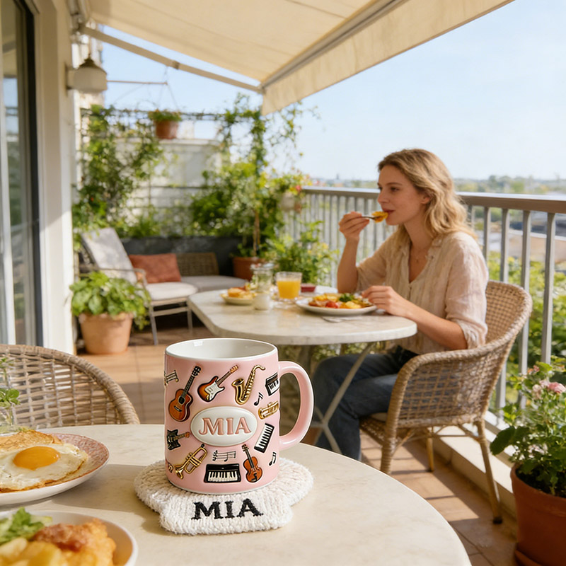Personalized Inflatable Bubble-Style Musical Instrument Themed Mug Custom Style and Name for Music Lovers for Music Teacher