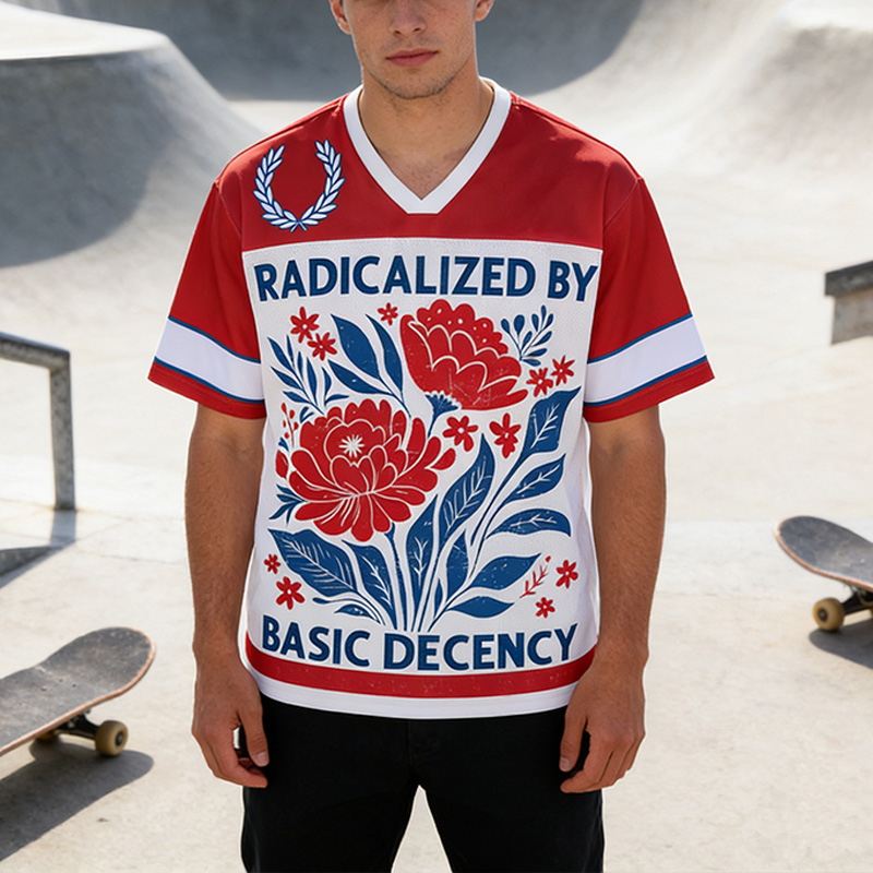 Personalized Radicalized By Basic Decency Mesh Jersey Sports Shirt  For Her