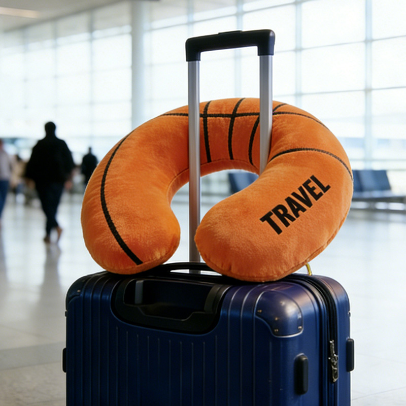 Personalized Basketball U-Shaped Pillow with Custom Name for Sports Fans and Travelers