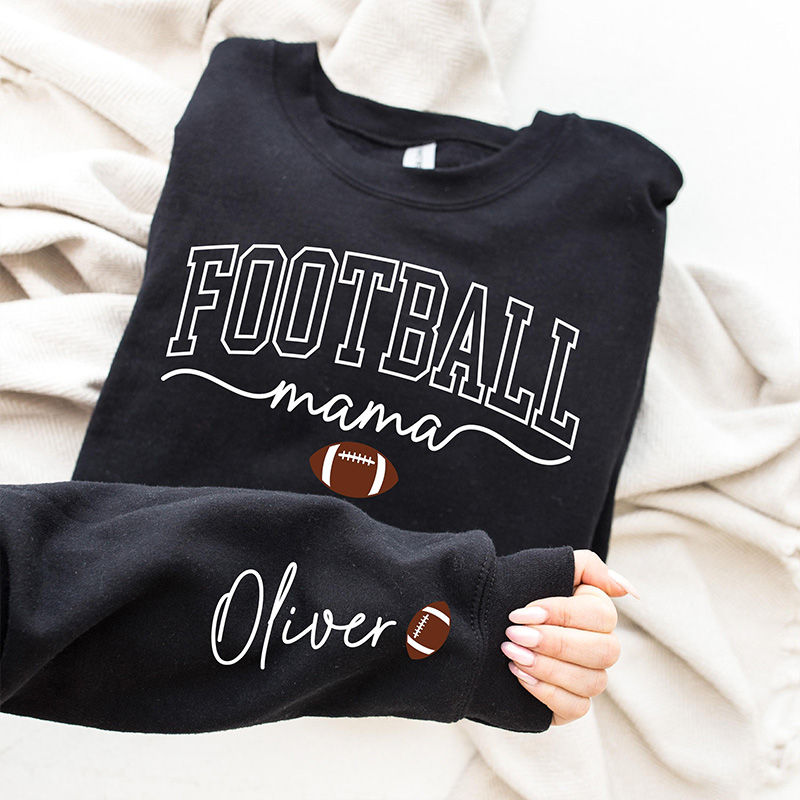 Personalized American Football Mom Sweatshirt with Custom Name and Stylish Graphic Design
