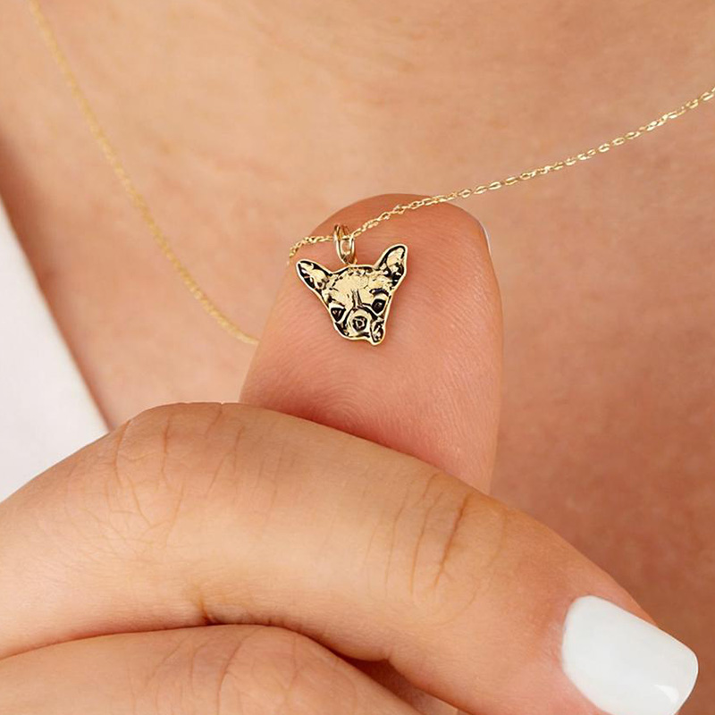 Personalized Engraved Pet Face Photo Portrait Necklace With Custom Photo for Memorial Gift, Couple Jewelry
