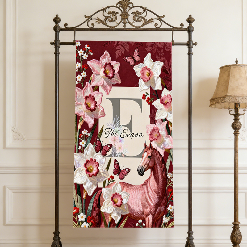 Personalized Monogram Equestrian Floral Horse Quick-Dry Microfiber Beach Towel Beach Party Birthday Gift for Equestrian Lovers