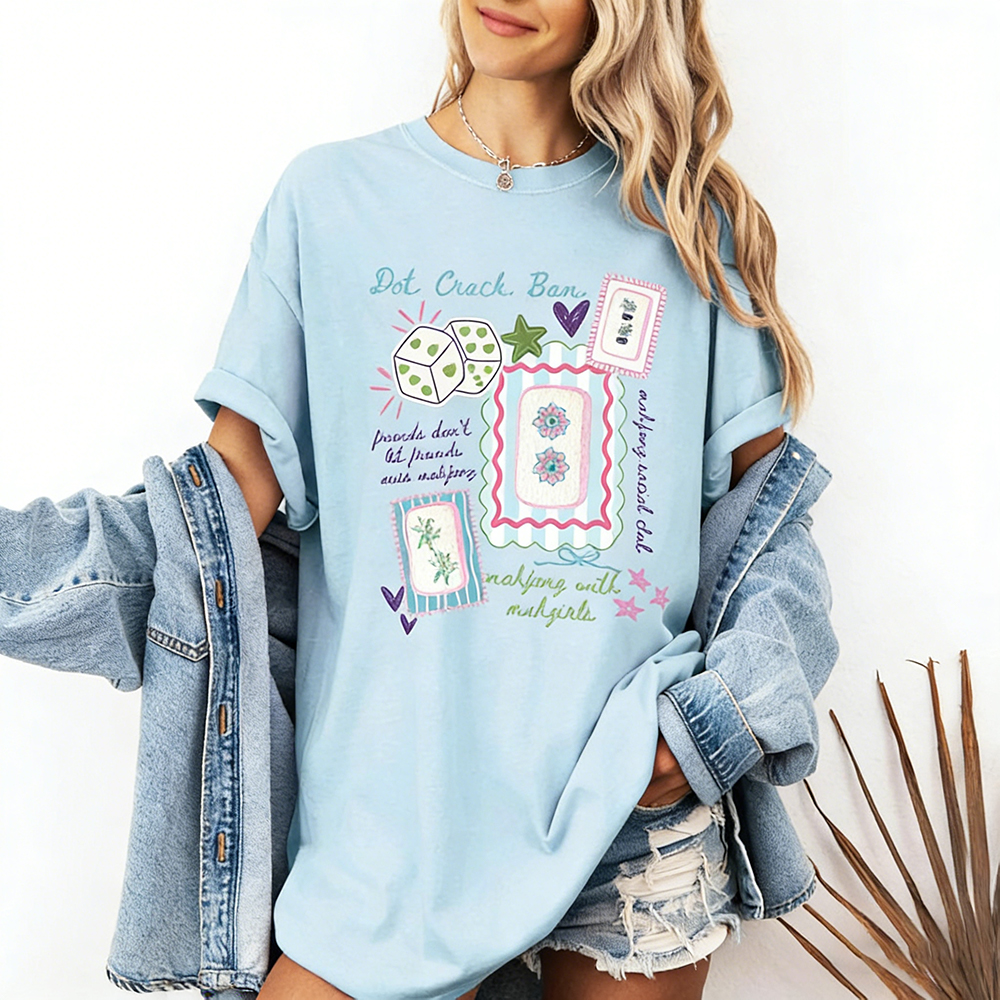 Mahjong Collage T Shirt  Mahjong Graphic Tee Gift for Mahjong Lovers and Game Night