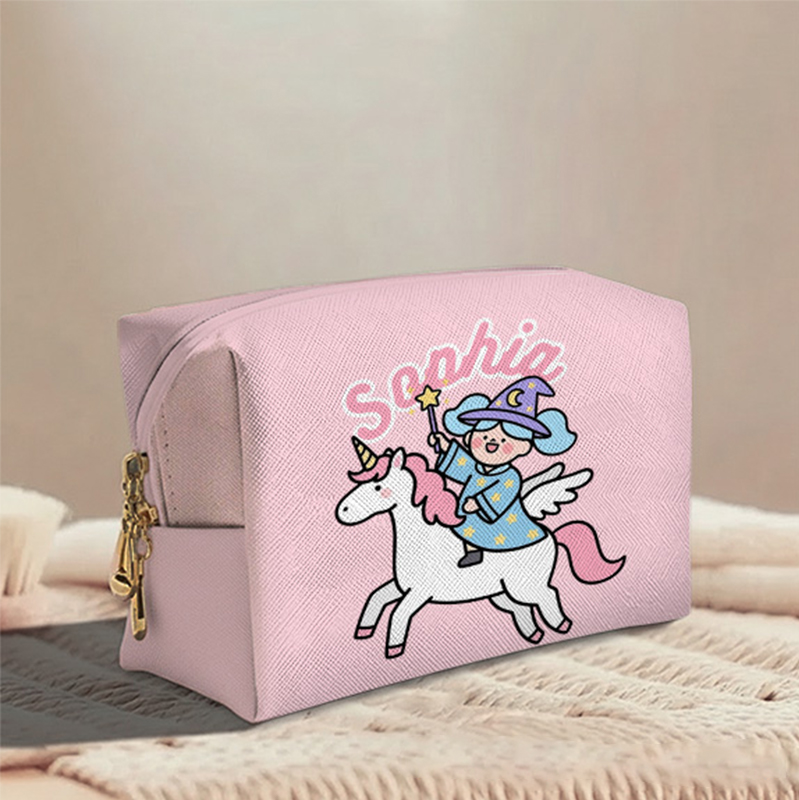 Personalized Magical Girl Toiletry Bag Custom Name for Kids Travel Gifts and Daily Use