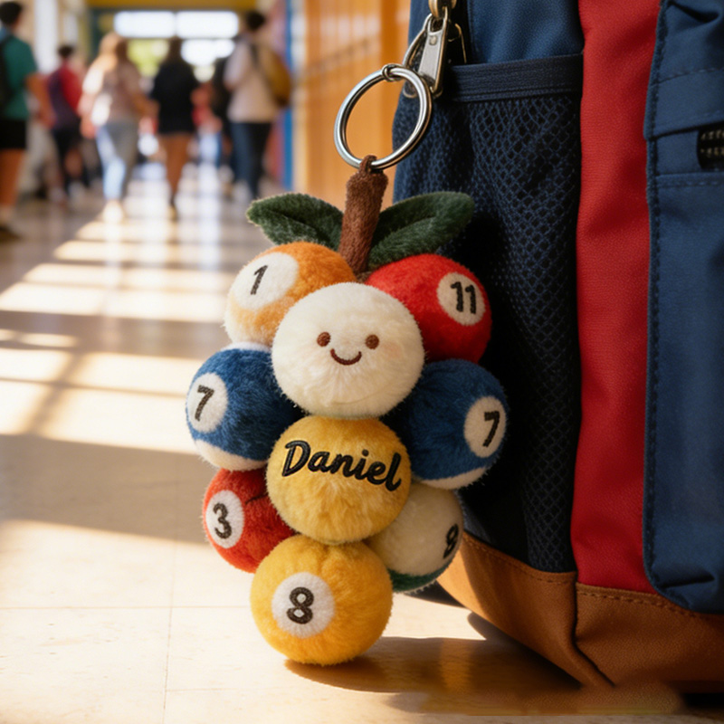 Personalized Billiard Ball Keychain with Custom Name for Pool and Snooker Enthusiasts and Fans