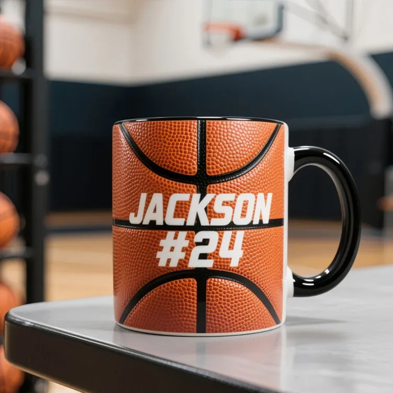 Personalized Basketball Mug with Custom Name and Number Design