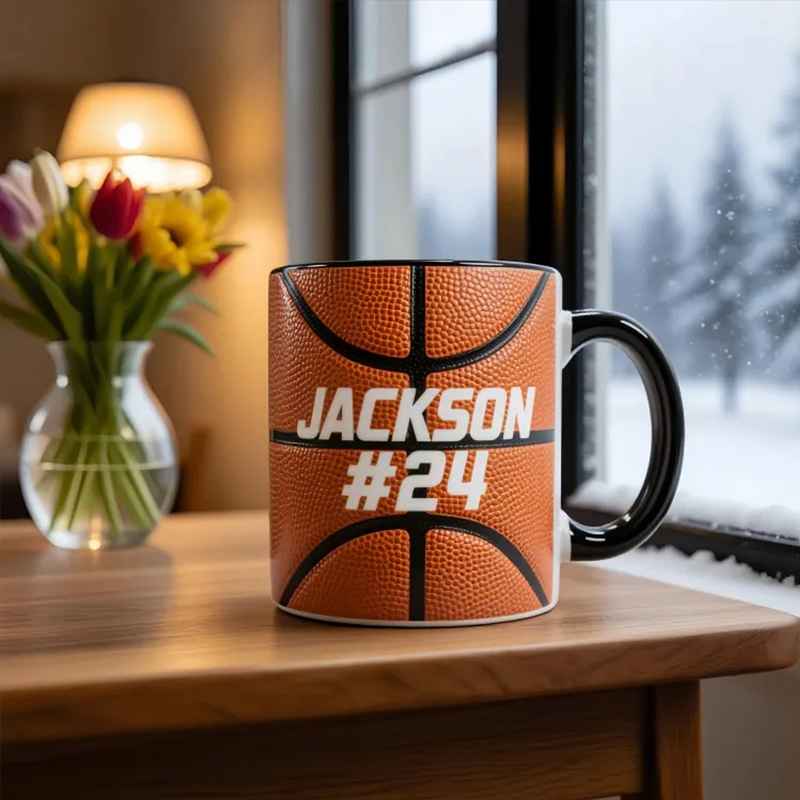 Personalized Basketball Mug with Custom Name and Number Design
