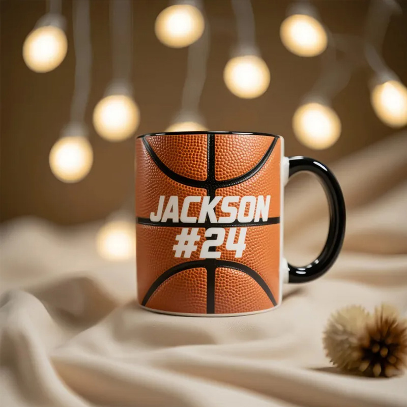 Personalized Basketball Mug with Custom Name and Number Design