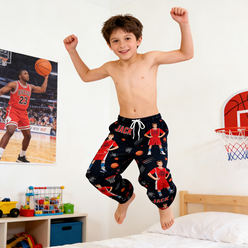 Personalized Basketball Lounge Pants with Photo and Custom Name Design for Basketball Lovers