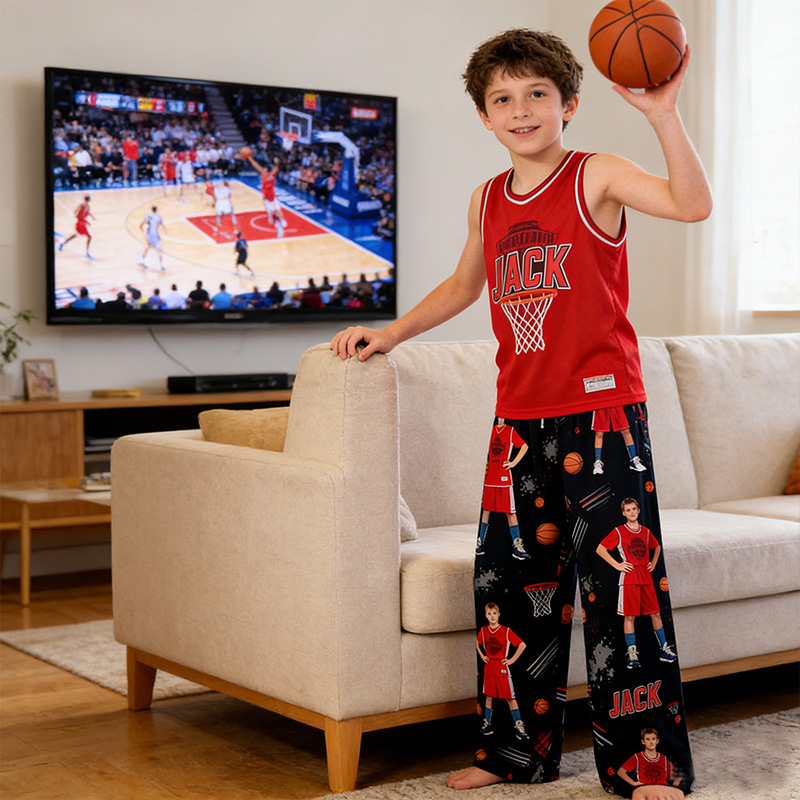 Personalized Basketball Lounge Pants with Photo and Custom Name Design for Basketball Lovers