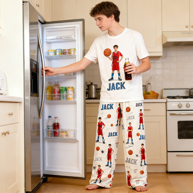 Personalized Basketball Lounge Pants with Photo and Custom Name Design for Basketball Lovers