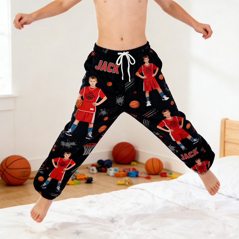 Personalized Basketball Lounge Pants with Photo and Custom Name Design for Basketball Lovers