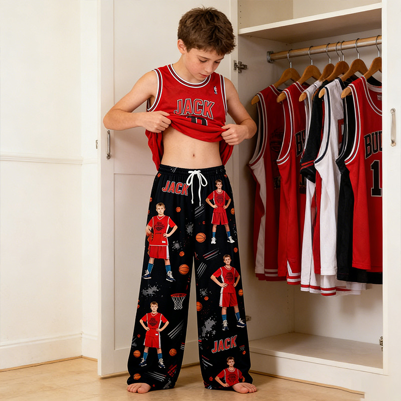 Personalized Basketball Lounge Pants with Photo and Custom Name Design for Basketball Lovers