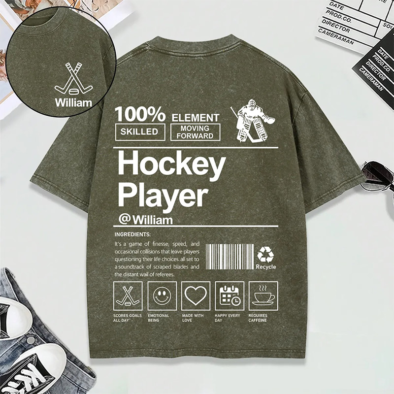 Personalized Sports Washed T-Shirt Custom Name and Unique Design for Soccer Basketball Volleyball and Hockey Lovers