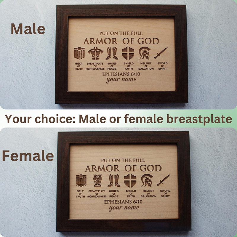 Personalized Full Armor of God Sign Decor with Custom Name Desktop Decor Birthday Religious Baptism Gift for Christian Family