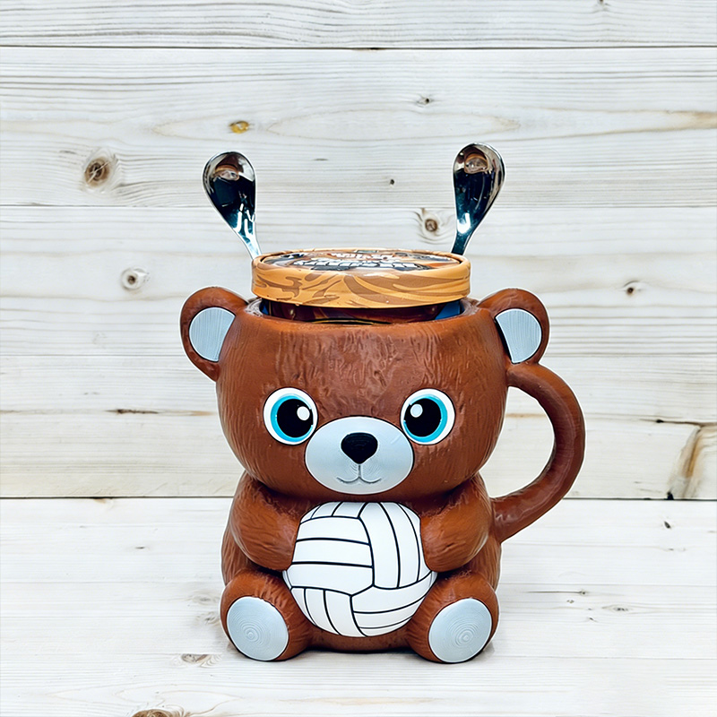 Personalized 3D-Printed Sport Bear Ice Cream Cozies with Spoon Ears Design