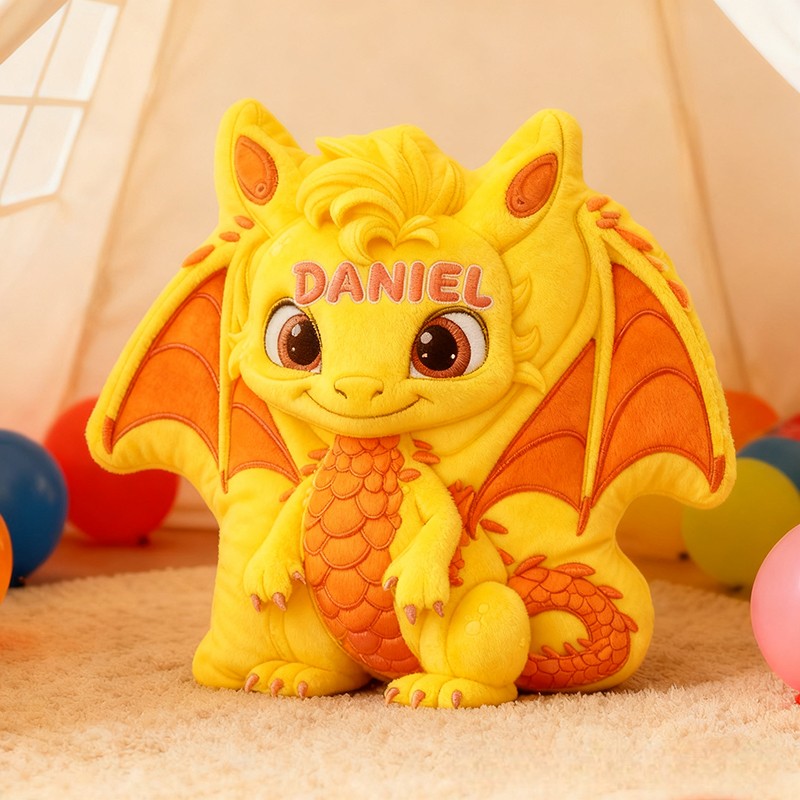 Personalized Cute Little Dinosaur with Name Graphic 3D Print Pillow Christmas Gift for Kids Birthday Gift