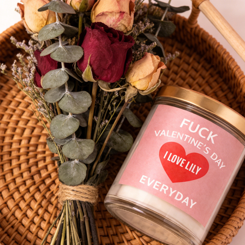 Personalized Fuck Valentine’s Day but I Love You Everyday Engraved Romance Scented Candle Home Decor Gift for Nonconformist Couples
