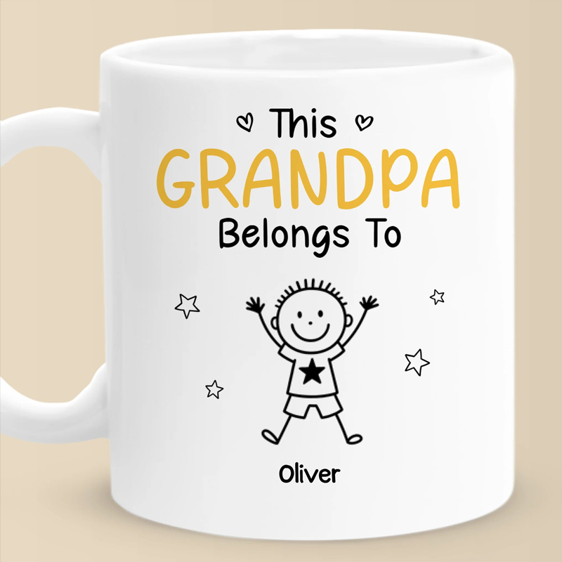 Personalized this Grandpa Belongs to Kids Mug Gifts for Dad Grandpa