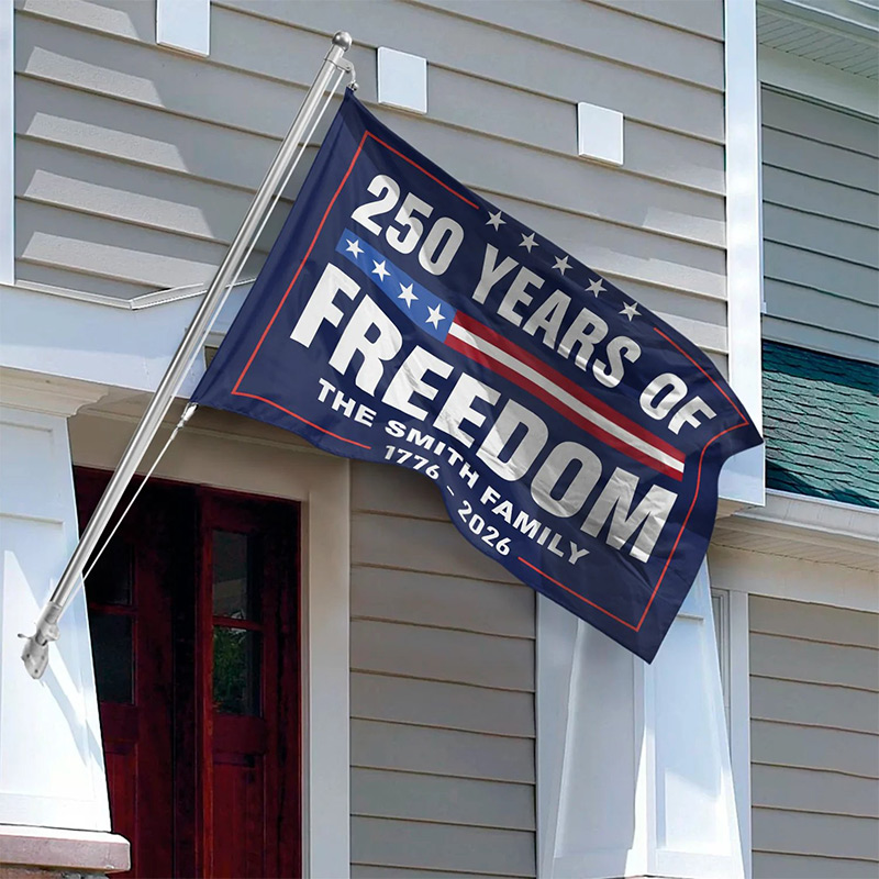 Personalized Family Name 250 Years Of Freedom 1776-2026 4th Of July Double-Sided Flag