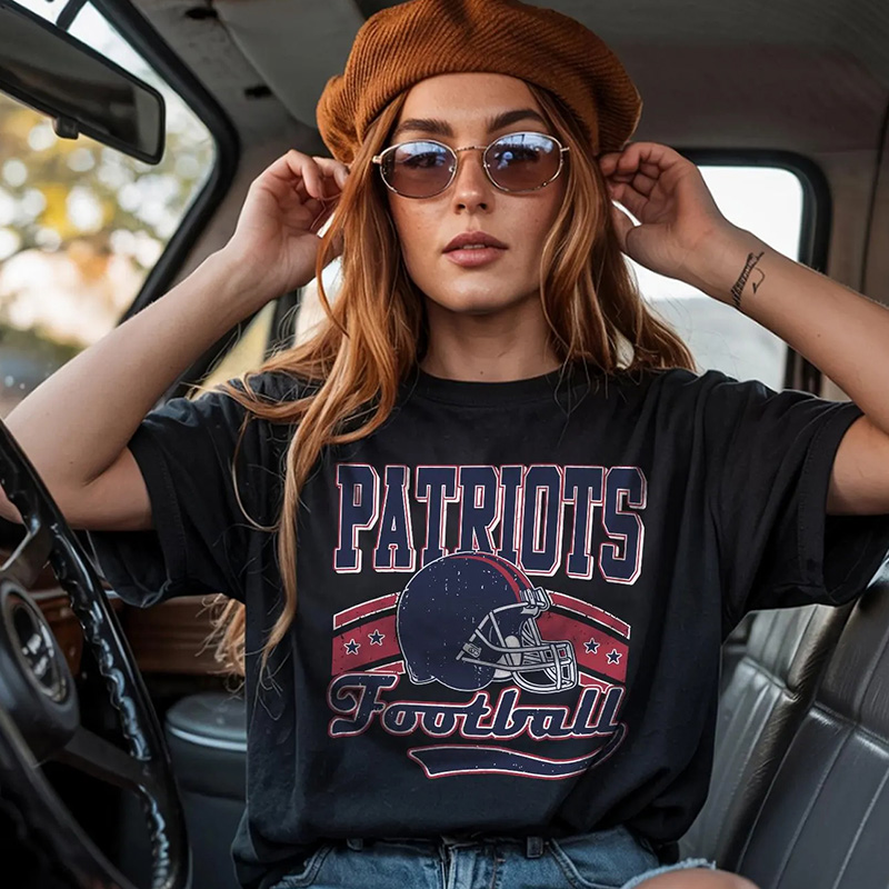 Personalized American Football Team T-Shirt Baseball Mom Shirt With Retro Helmet Design