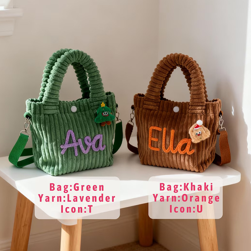Personalized toddler crossbody bag small corduroy purse for daycare baby travel bag flower girl gift  for boy and girl preschool and birthday present