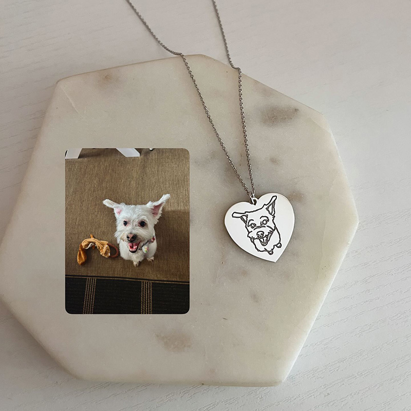 Personalized Engraved Famliy Face Photo Heart Design Portrait Necklace With Custom Photo for Memorial Gift, Mother's Day Jewelry