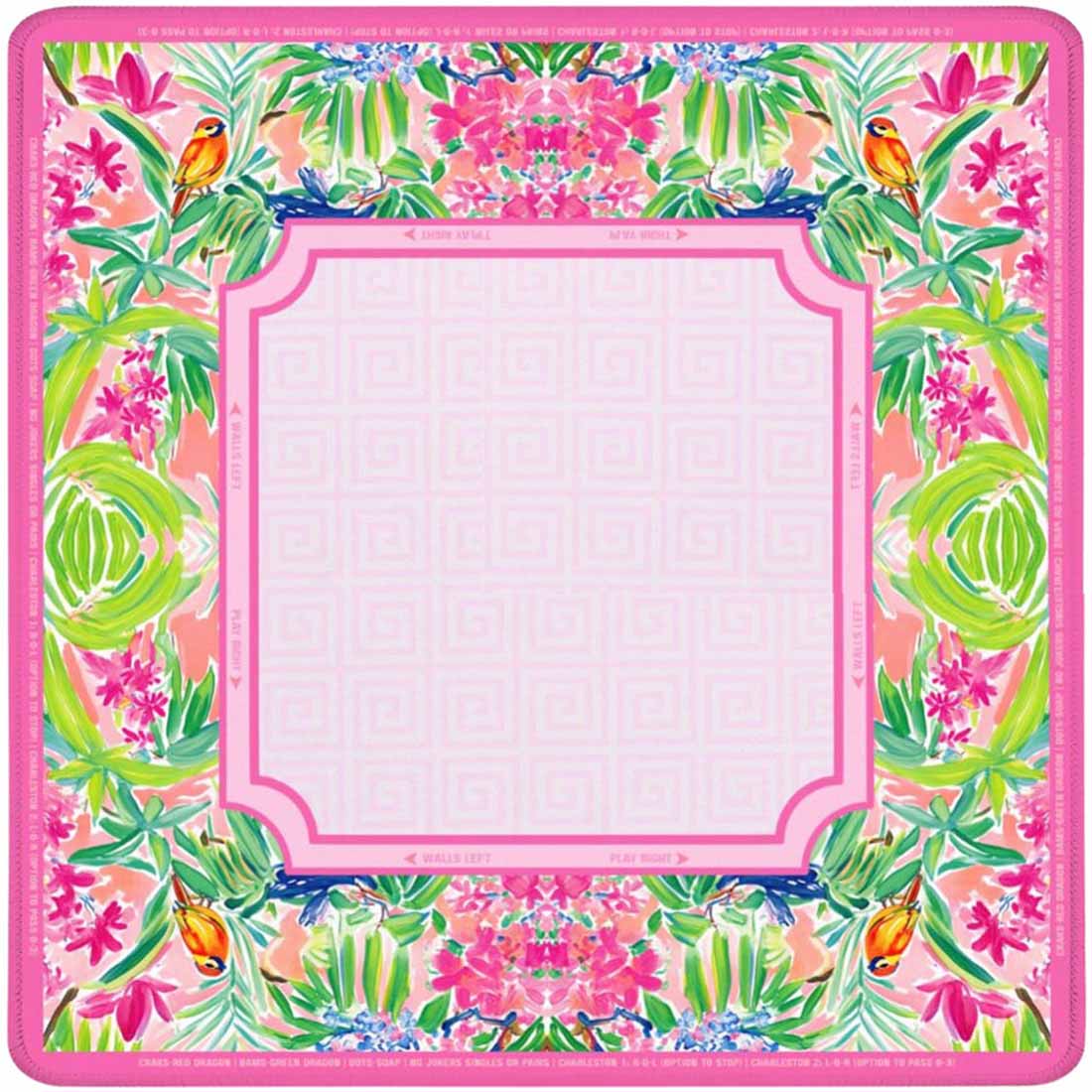 Mahjong Mat Chinoiserie Song Bird Neoprene Instructional Table Mat  Smooth Top Premium Thickness Gift