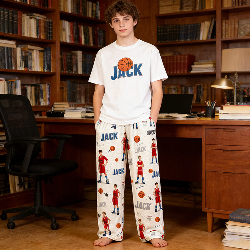 Personalized Basketball Lounge Pants with Photo and Custom Name Design for Basketball Lovers
