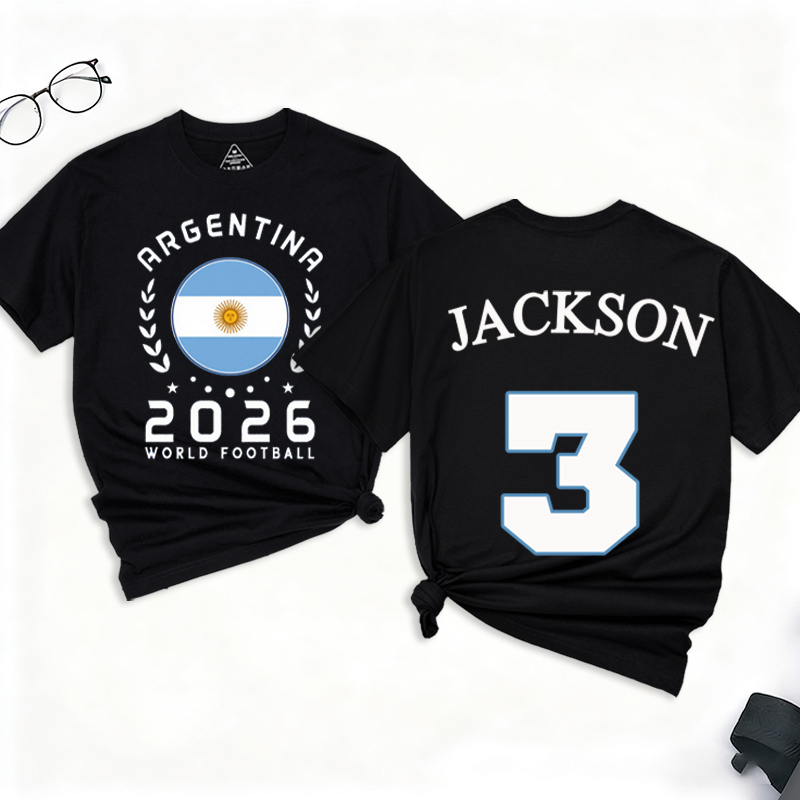 Personalized Argentina T-shirt for the 2026 World Football Customize with Name and Number Gift for Soccer Fans