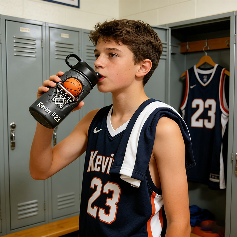 Personalized Basketball Water Bottle with Custom Name and Number for Basketball Enthusiasts Kids Teenager Back to School Gifts