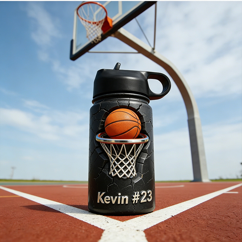 Personalized Basketball Water Bottle with Custom Name and Number for Basketball Enthusiasts Kids Teenager Back to School Gifts