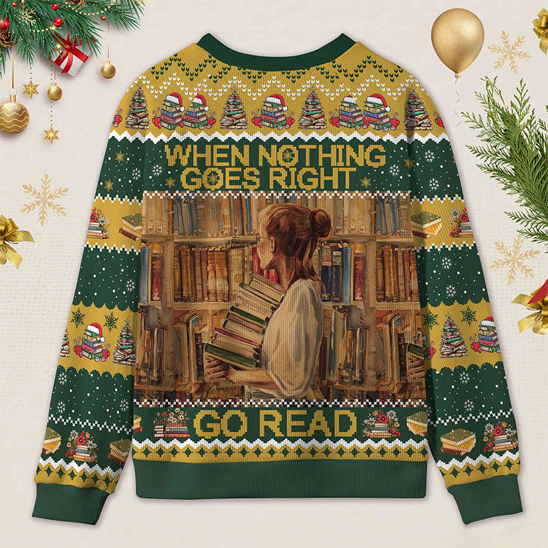 Personalized Reading Heals All Ugly Sweater Librarian Gift Holiday Gift for Book Lovers