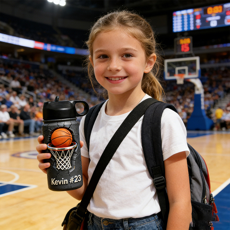 Personalized Basketball Water Bottle with Custom Name and Number for Basketball Enthusiasts Kids Teenager Back to School Gifts