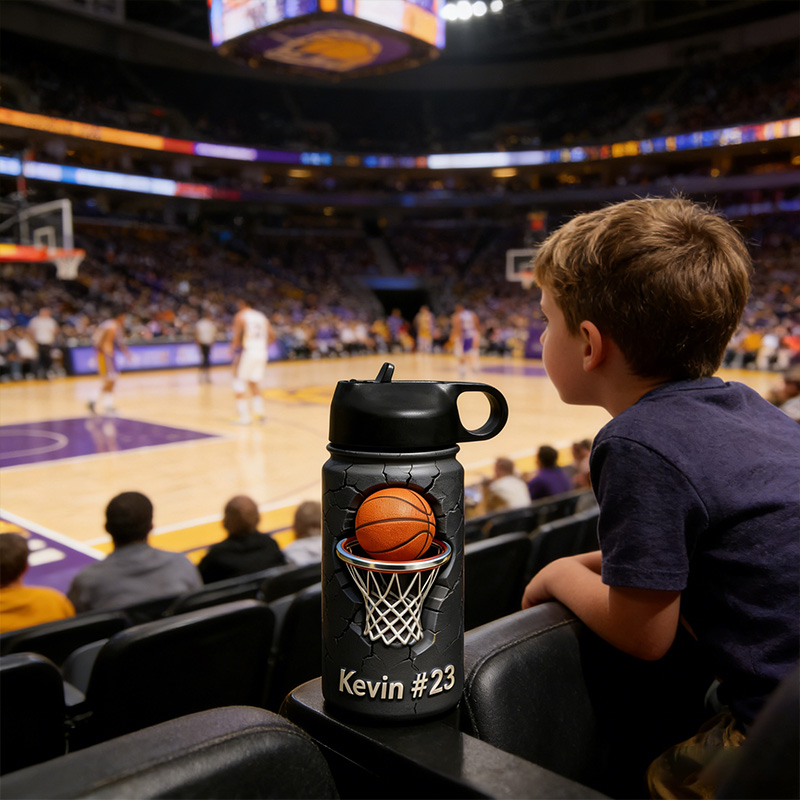 Personalized Basketball Water Bottle with Custom Name and Number for Basketball Enthusiasts Kids Teenager Back to School Gifts