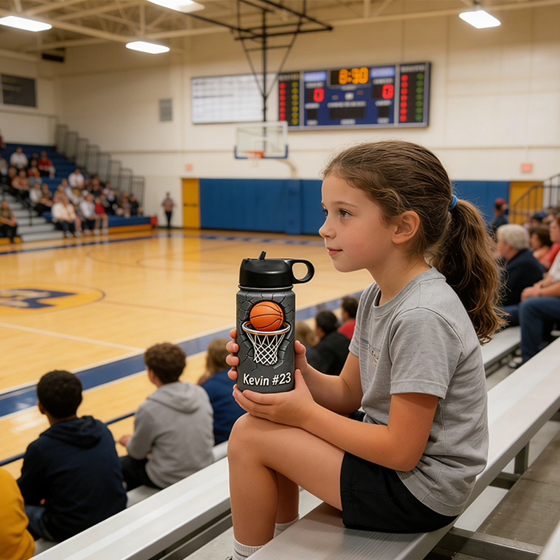 Personalized Basketball Water Bottle with Custom Name and Number for Basketball Enthusiasts Kids Teenager Back to School Gifts