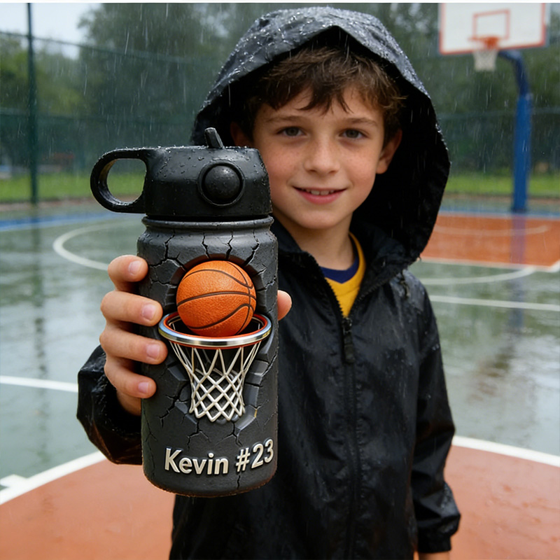 Personalized Basketball Water Bottle with Custom Name and Number for Basketball Enthusiasts Kids Teenager Back to School Gifts