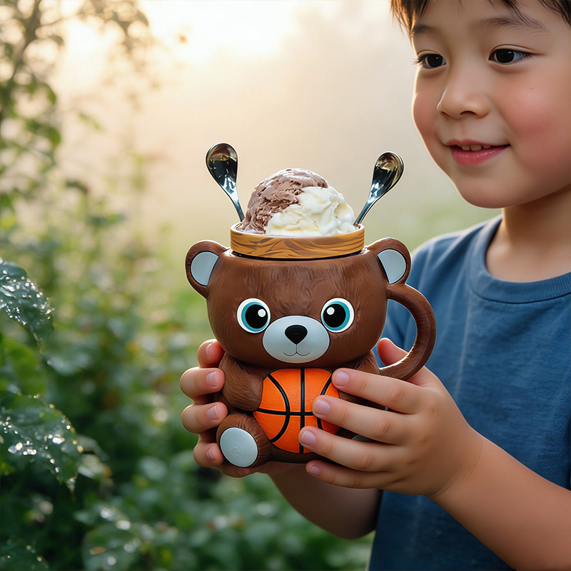 Personalized 3D-Printed Sport Bear Ice Cream Cozies with Spoon Ears Design