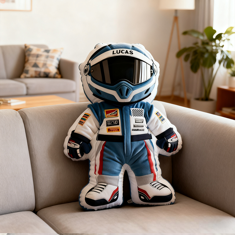 Personalized Racer Throw Pillow Custom Name Graphic 3D Print Design Cushion Gift for Racers and Racing Lovers