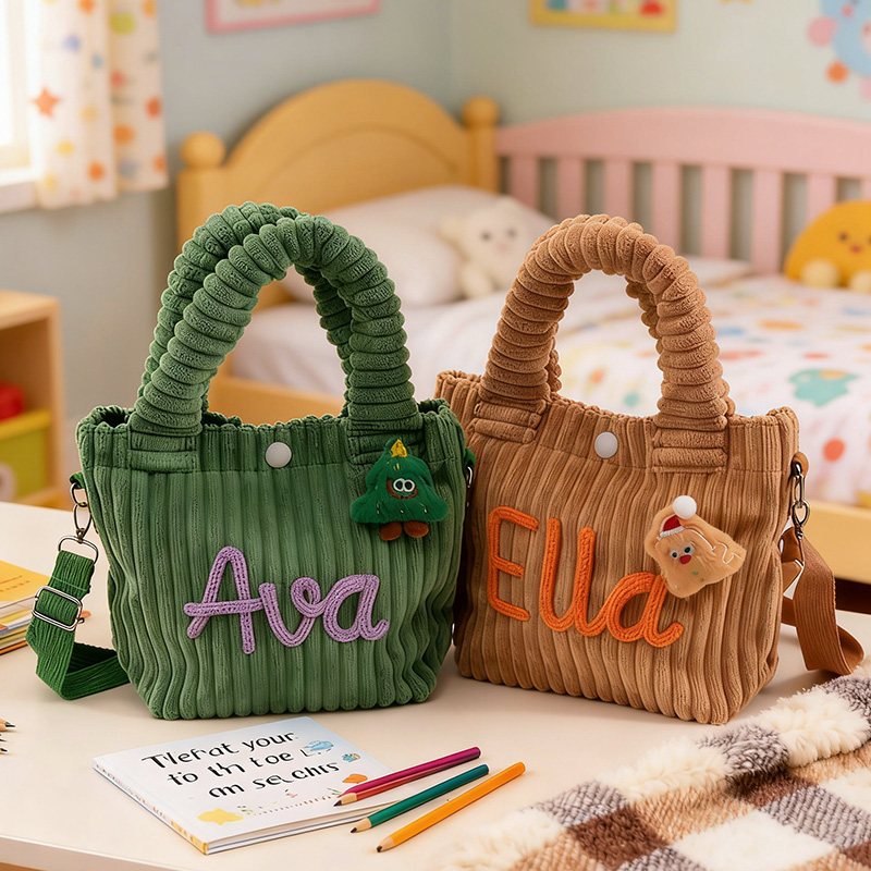 Personalized toddler crossbody bag small corduroy purse for daycare baby travel bag flower girl gift  for boy and girl preschool and birthday present