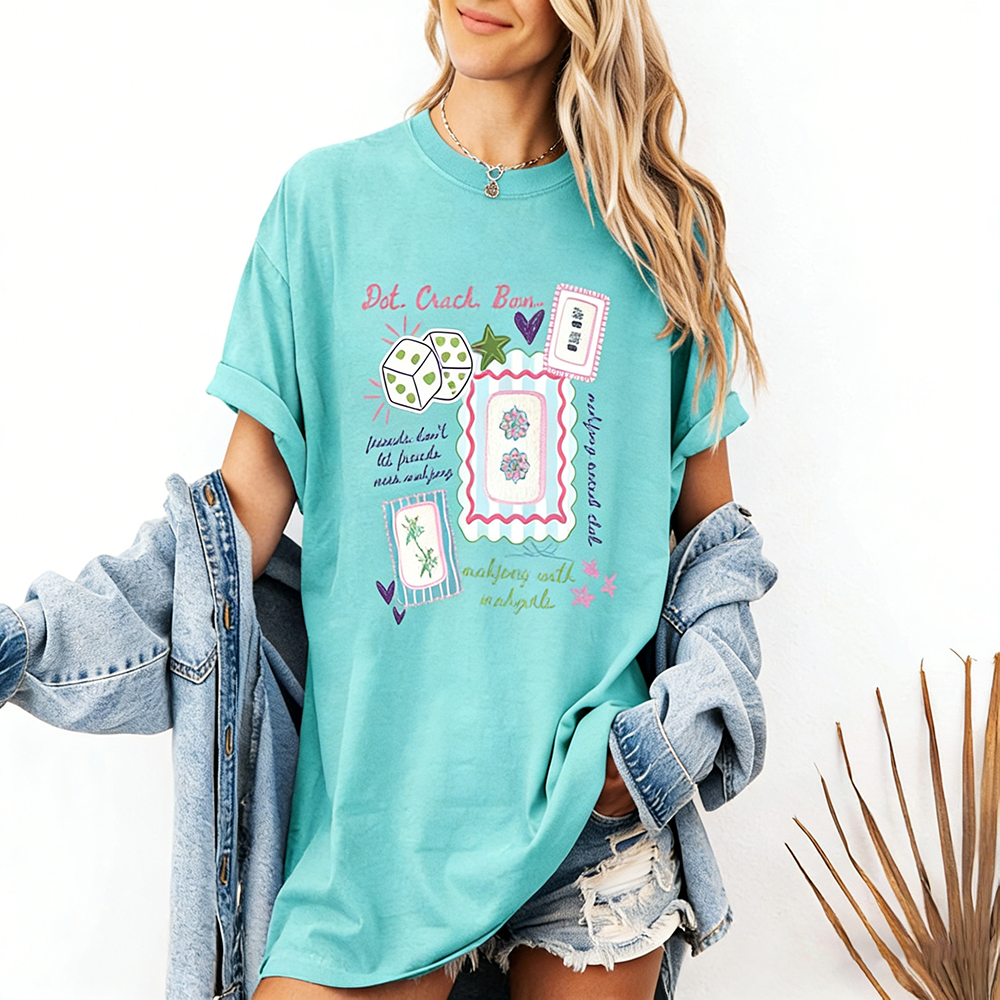 Mahjong Collage T Shirt  Mahjong Graphic Tee Gift for Mahjong Lovers and Game Night