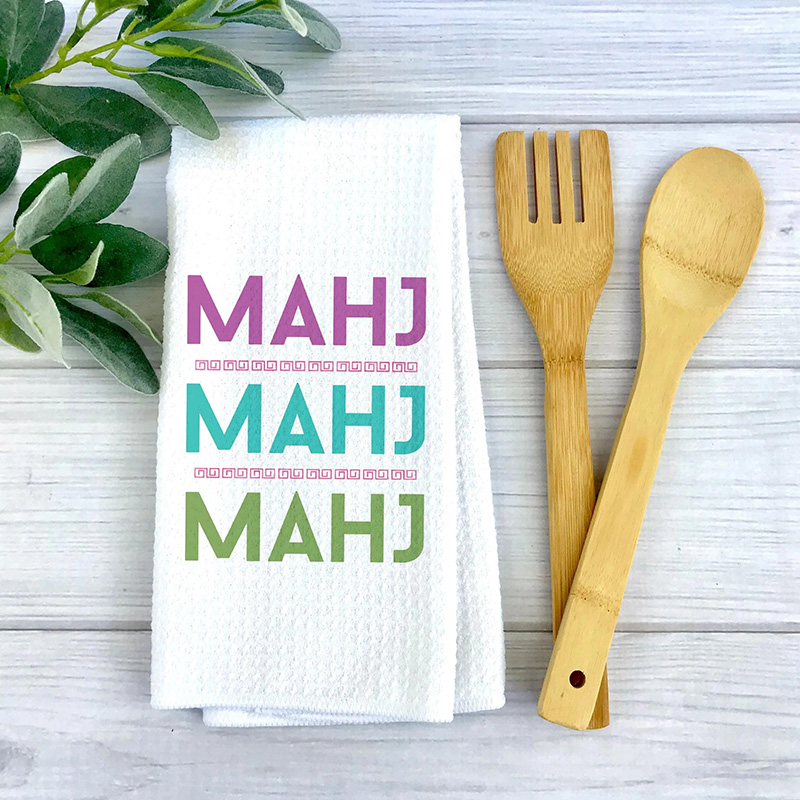 Personalized ”MAHJ“ MahjongTowel Mahjongg themed Towel Mahjong-themed Gift for Kitchen Mahjong Party Gift
