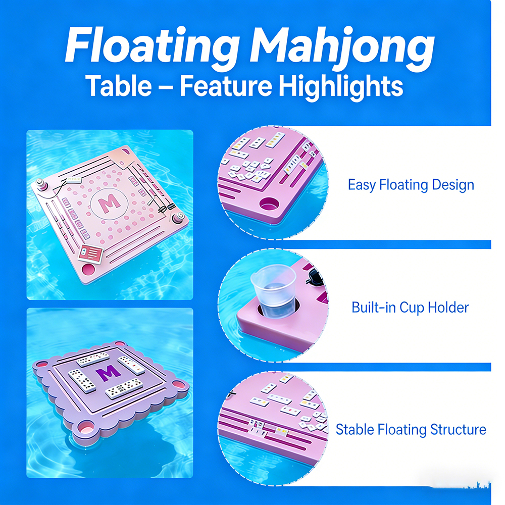Custom Floating Mahjong Table for Pool Personalized EVA Water Mahjong Game Table for Summer Fun and Parties