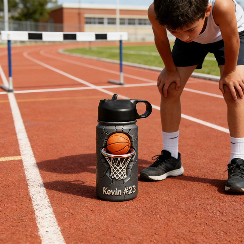 Personalized Basketball Water Bottle with Custom Name and Number for Basketball Enthusiasts Kids Teenager Back to School Gifts