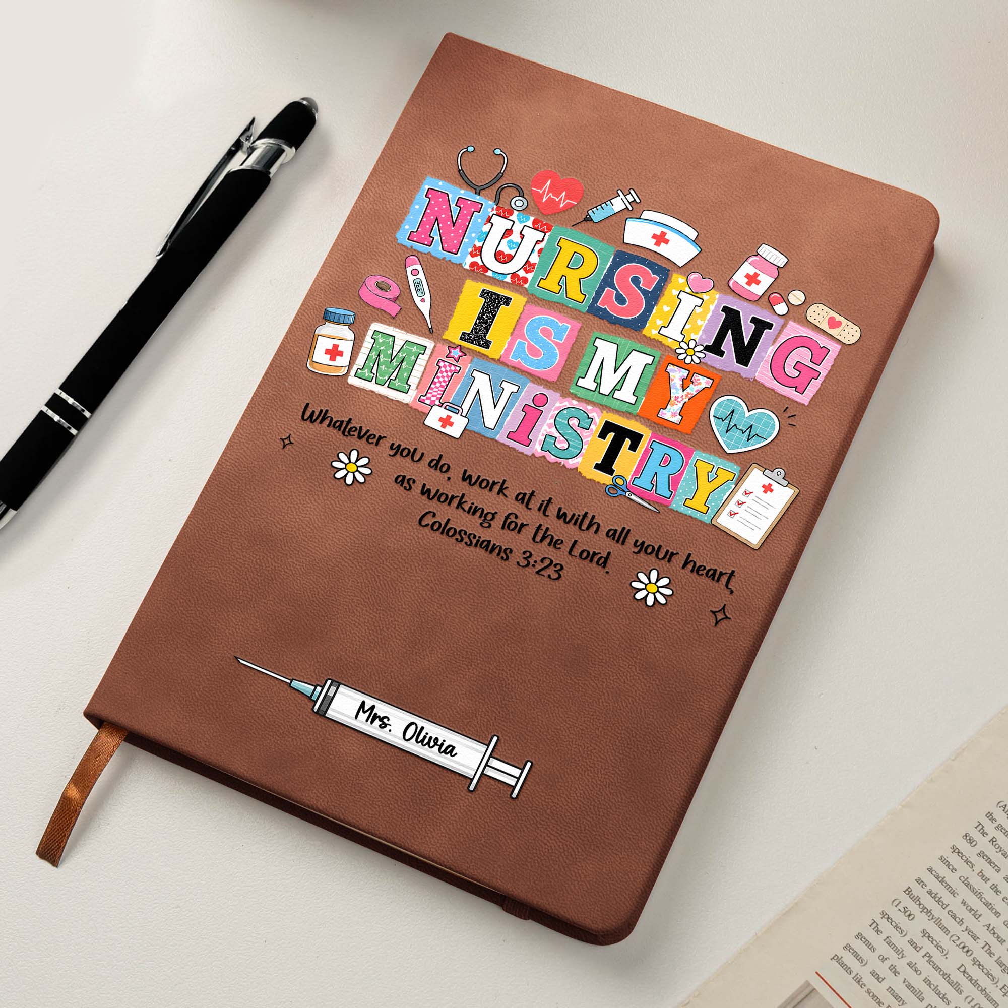 Personalized Nursing, Caring, Healing Is My Ministry Gift For Nurse, Doctor, Healthcare Journal