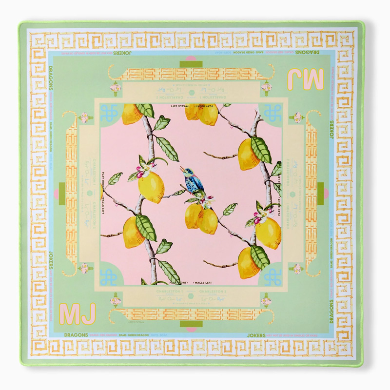 Personalized Lemon Bird Mahjong Mat Custom Initials Mat for Mah jongg Lovers
