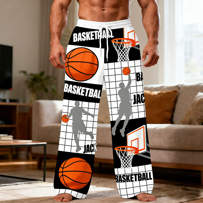 Personalized Basketball Themed Design Lounge Pants with Custom Name for Players and Enthusiasts